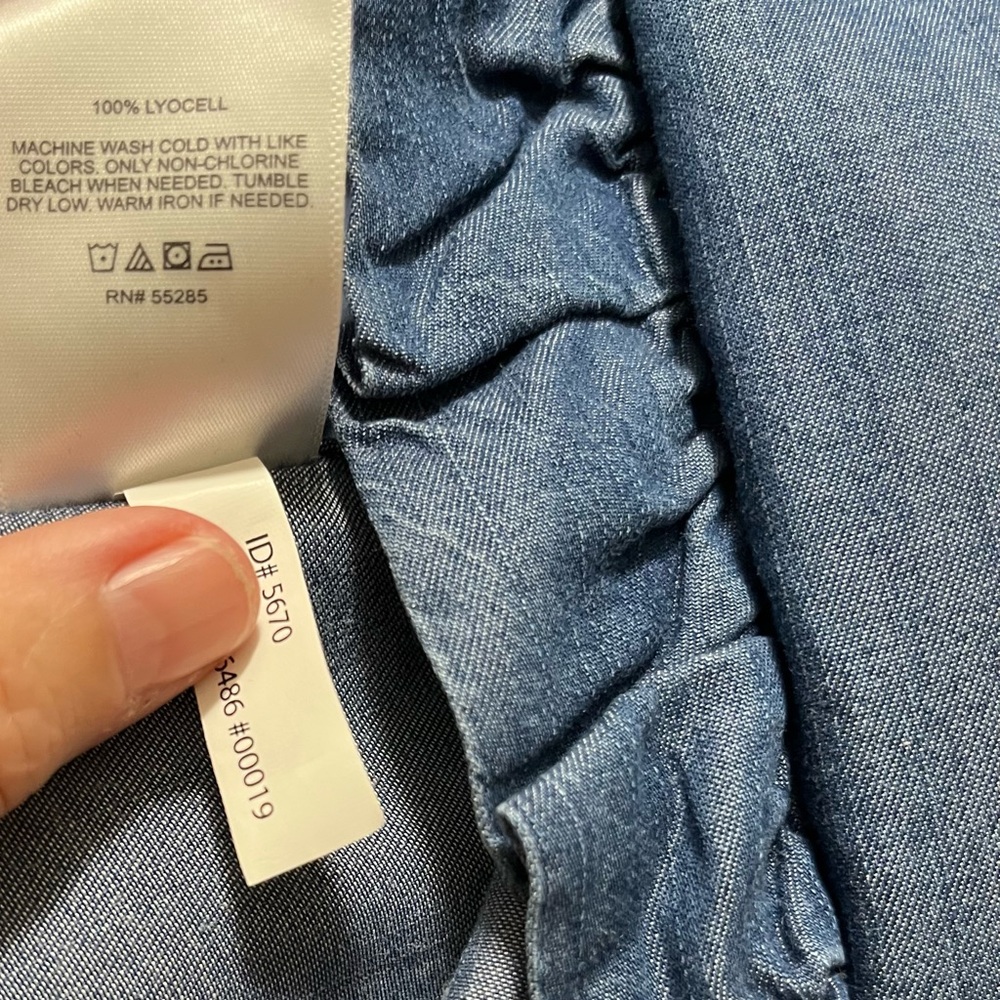 Express Blue Denim Ruffled Shirt - Picture 6 of 7